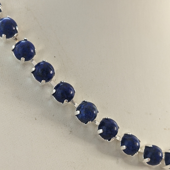 Genuine Natural Lapis Lazuli in Silver Plated Necklace - new - Picture 4 of 7
